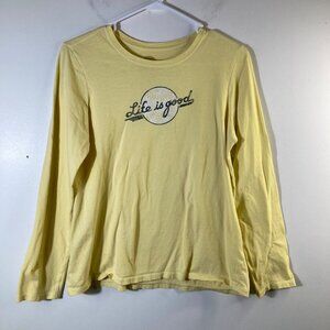 Womens‎ Life Is Good Tee Shirt Baseball Long Sleeve Classic Fit M Yellow
